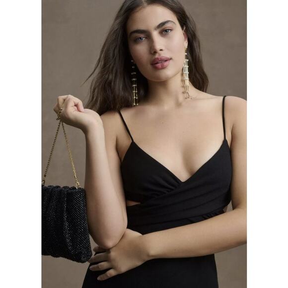 BHLDN Livy Cutout V-Neck Gown Black Size 10 - Picture 2 of 11